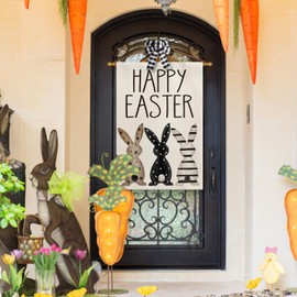 AVOIN colorlife Easter Bunnies House Flag 28x40 Inch Double Sided Outside, Happy Easter Welcome Yard Holiday Decoration