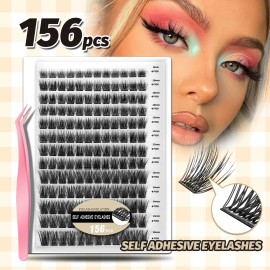 USA Ready to Ship 156pcs Self Adhesive One-Step Easy Lash Cluster Pre-Glue Diy Lash Kit Pre-Cut Segment Kit Model SFWAFalse Eyelashes Style: SDJSF108PXX----108 custers