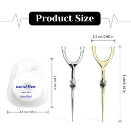 DKJEkdje 2 Set Stainless Steel Dental Floss Kit, 50m/Roll Each with Replaceable Picks, Toothpick Holder – Portable Oral Care in PVC Case (Home/Travel Use)​