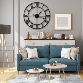 EURSON Large Wall Clocks Non-Ticking Silent 30 inch Battery Operated Oversized Metal Round Roman Numerals European Industrial Wall Clocks for Home Kitchen Living Room Office Decor