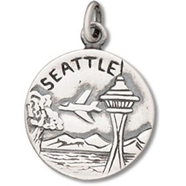 Sterling Silver City Of Seattle City Of Goodwill Two Sided Charm
