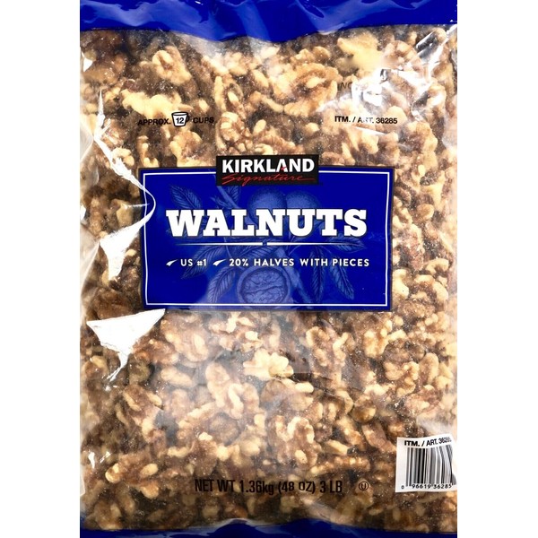 Kirkland USA Walnuts Halves & Pieces 48 oz. (3 pounds) 1.36 Kg. 12 Cups Baking
