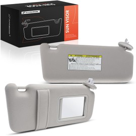 A-Premium Left & Right Sun Visor Compatible with Toyota Venza 2009-2016, Driver & Passenger Side, with Mirror and Light, Gray