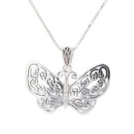 Jewelry Trends Sterling Silver Celtic Knot Butterfly Pendant Necklace 18"