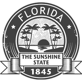 Florida Sunshine State USA United States Travel Stamp Car Bumper Sticker Decal 5" x 5"