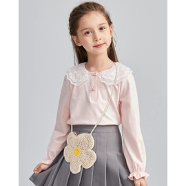 Reberomantique Women Girls Mini Flower Crochet Shoulder Crossbody Bag Handmade Handbag Purse Cotton Cellphone Wallet