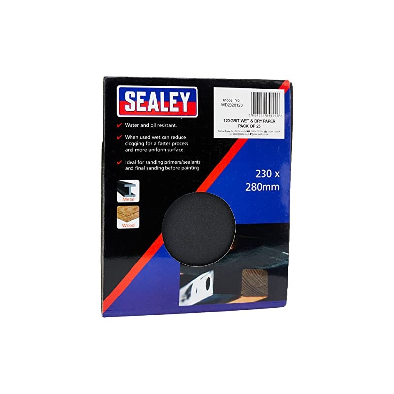 Sealey WD2328120 Wet & Dry Paper 230 x 280mm 120Grit
