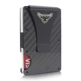R R.EAGLE Carbon Fiber Wallet with Money Clip - RFID Blocking Front Pocket Wallet - Slim Credit Card Holder - Premium Minimalist Wallets for Men