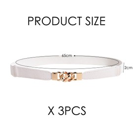 EHDWXVZM Pack of 3 Thin Belts, Buckle Belts, Slimming Belts, Elastic Waistbands, Retro Belts, Dress and Dress Belts, Women's Accessories, black