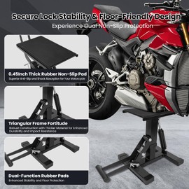 Motorcycle Jack Lift Stand 400 lbs Capacity, Heavy Duty Steel Hydraulic Dirt Bike Stand Lift with Adjustable Height Hoist Table for for Pit Bikes ATVs Maintenance, Motorbike Repair Accessories Tools