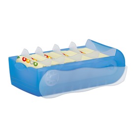 Han Croco Flashcard Box to Learn Vocabulary Easily, 5-Compartment Learning System, DIN A8 Index Card Box for 500 Cards, Incl. 5 Support Plates, 100 Flashcards, Learning Box, 998-643, Translucent/Blue