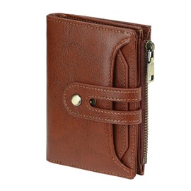 GOIACII Small Women's Wallet Leather Ladies Billfold Card Holder RFID Blocking with Zipper Coin Pocket