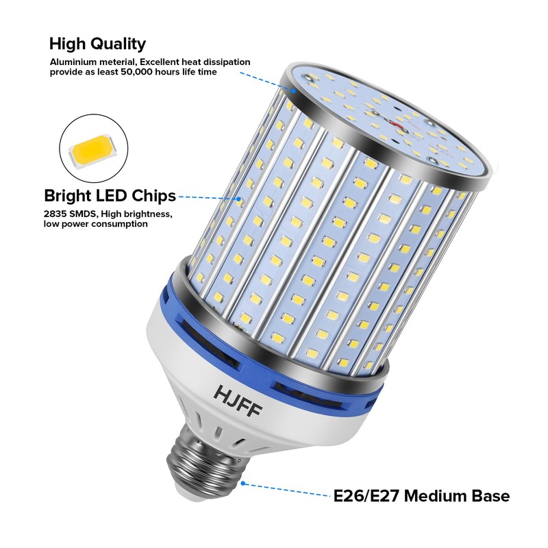 HJFF 2 Pack Led Light Bulb 700W Equivalent 11000 Lumen
