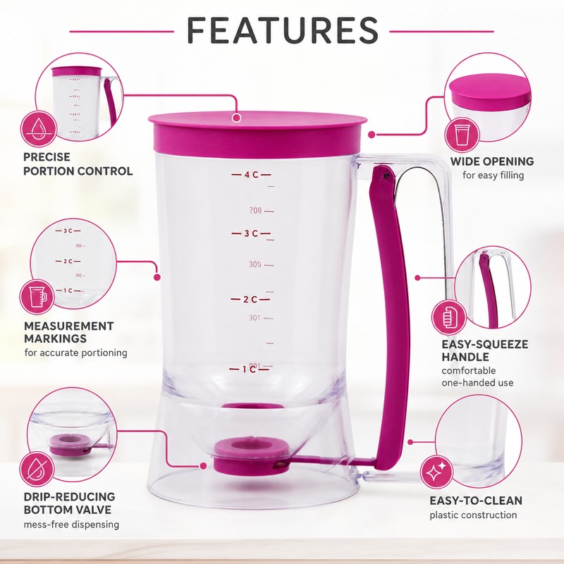 Pancake Batter Dispenser for Baking – Easy-Pour Portion Control Tool