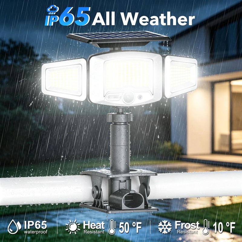 Tryme Clip On Solar Lights Outdoor, Motion Sensor, 231 LEDs