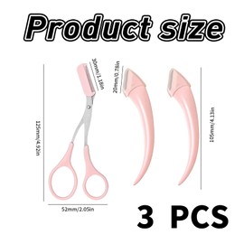 Pack of 3 Eyebrow Scissors with Comb, Eyebrow Scissors, Eyebrow Scissors for Women, Eyebrow Trimmer, Scissors, Eyelash Brush, Eyebrow Comb for Men and Women (Pink)