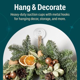 Holiday Joy Suction Cup Hooks for Shower 4Pack – Max Load 7LB Christmas Heavy Duty Suction Cup Hooks – Heavy Duty Wreath Hanger for Bathroom, Window, Towel, Shower Wall, Tile, Glass Door, Camper