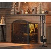 Fire Beauty Fireplace Screen 3 Panel Wrought Iron Metal 48"(L)