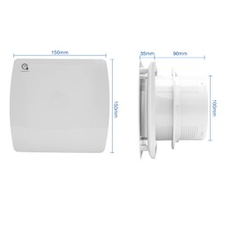 Sonnewelt Bathroom Fan 100 mm Extractor Fan with Moisture Sensor Extractor Fan Adjustable Overrun Time with Timing Wall Fan Kitchen Toilet Bathroom 100 mm White Bathroom Fan