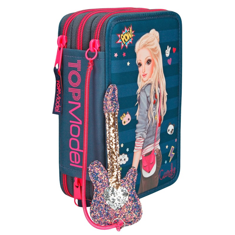 Depesche 6383 Pencil Case Triple Topmodel Popstar Guitar – Blue