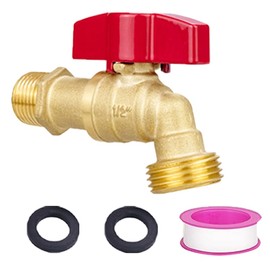 TMOK 1/4 Turn Outdoor Faucet-Brass Hose Bibb Garden Faucet with 1/2" MIP Inlet, 3/4" MHT Outlet, Teflon Tape & Washers Included,Frost Resistant and Leak Proof (1 Pack)