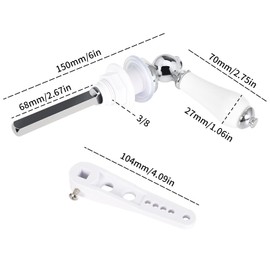 Colexy Toilet Handle Replacement Cistern Lever, Ceramic Toilet Flush Lever Kit, Replacement Toilet Flush Lever Replacement Parts, Toilet Handle Flush Handle with Adjustable Arm