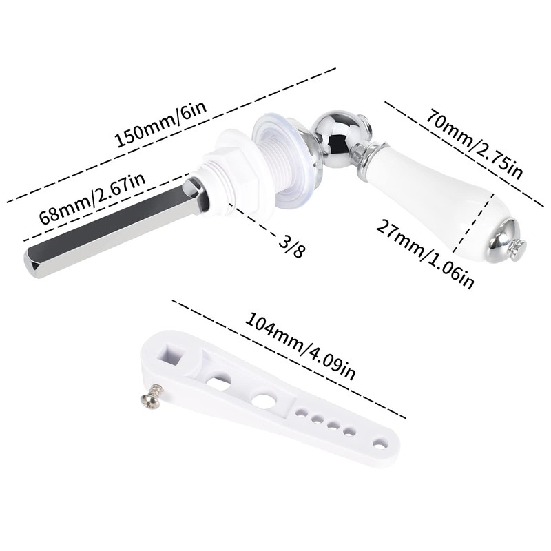 Colexy Toilet Handle Replacement Cistern Lever, Ceramic Toilet Flush Lever