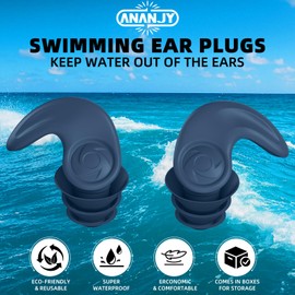 Swimming Ear Plugs for Adults – 3 Pairs Reusable Waterproof Silicone Earplugs, Soft & Comfortable Swim Ear Protection for Surfing, Diving, Pool, Showering & Water Sports