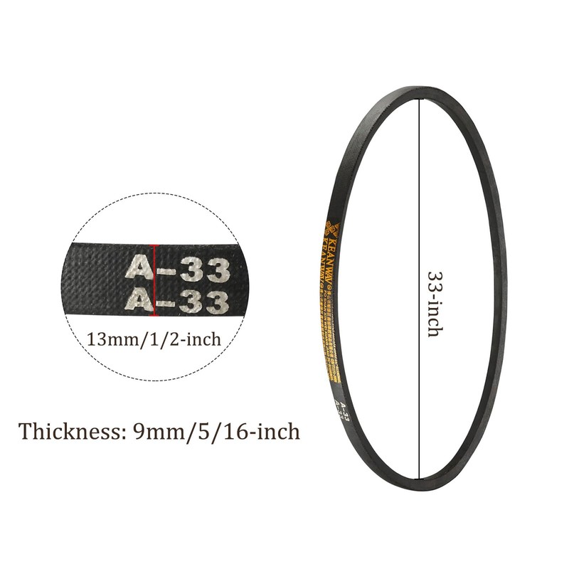 Kozelo A-33 Drive V-Belt - [33 Inch Inner Circumference] A-section