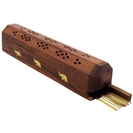 Bless-International Traditional-Handmade-Burner Wooden-Coffin-Incense-Stick-Holder Ash-Catcher-Stand (Wooden Coffin)
