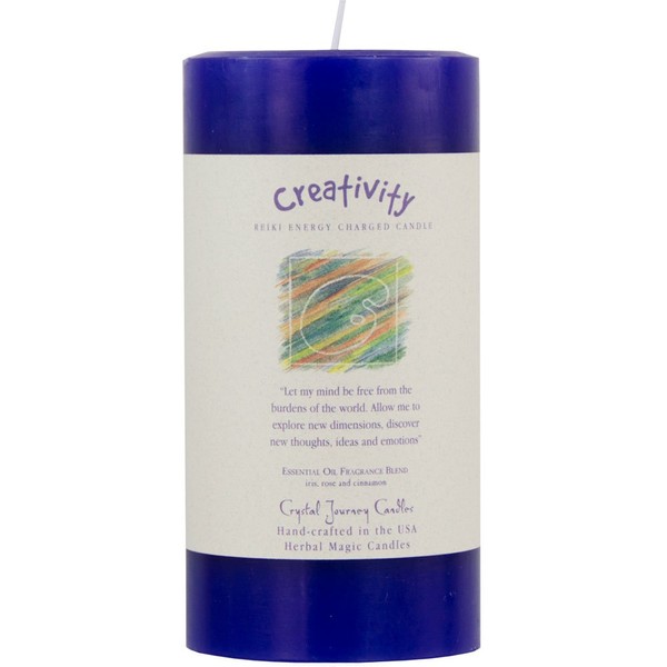 6" X 3" Crystal Journey Herbal Magic Reiki Charged Pillar Candle - Creativity