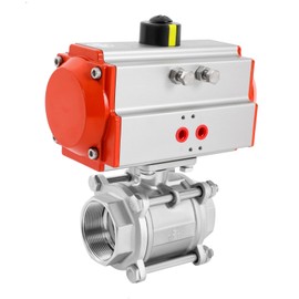 Pneumatic Actuated Ball Valve Three-piece Single-acting Pneumatic Ball Valve DN50 2" Air Actuated Stainless Ball Valve Single Acting Spring Return 1000PSI