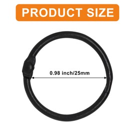 SWZHAI Binder Rings 50pc, Book Rings 1 Inch, Flash Card Rings Small Index Card Ring Loose Leaf Binder Rings Black Ring Clips Metal Rings for Index Cards Rings for Paper