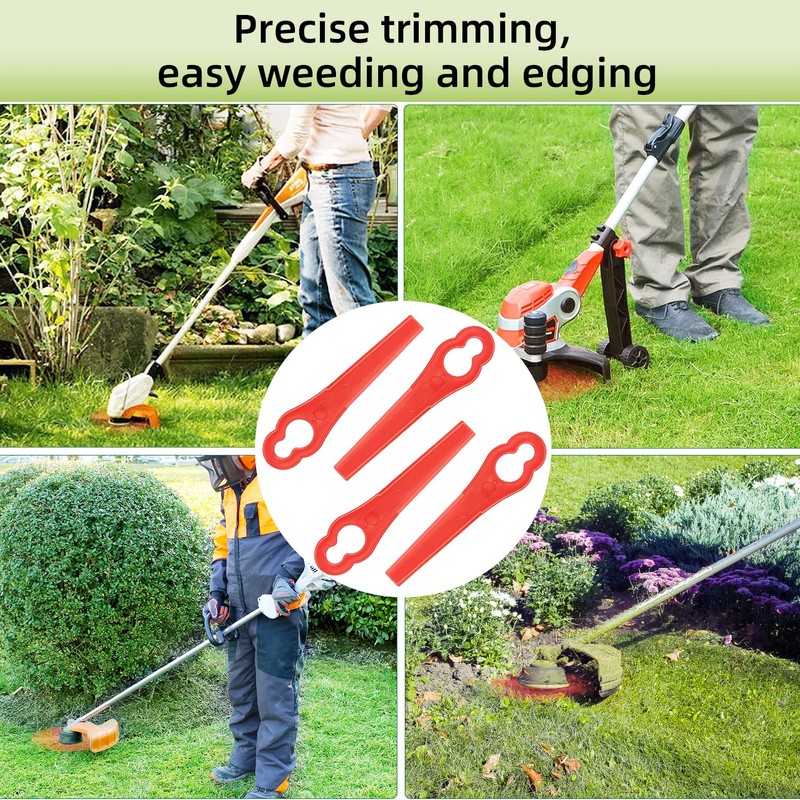Powmag 100 Pieces Grass Trimmer Blade Plastic Replacement Blades, Grass