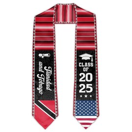 YGBDXB Trinidad and Tobago American Flag Graduation Stole - Class of 2025 Trinidad and Tobago Graduation Sash for Graduates - Unisex 72" Satin Honor Stole for Graduation Ceremony