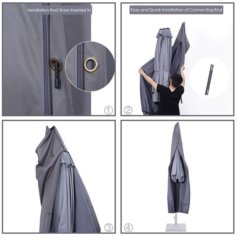 SUPERJARE Updated Patio Umbrella Cover with Rod for 7 to