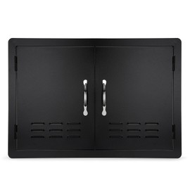 Stanbroil Outdoor Kitchen Doors BBQ Access Door 30" W x 21" H - Wall Construction Double Door Flush Mount for BBQ Island, Grilling Station, Outside Cabinet - Black