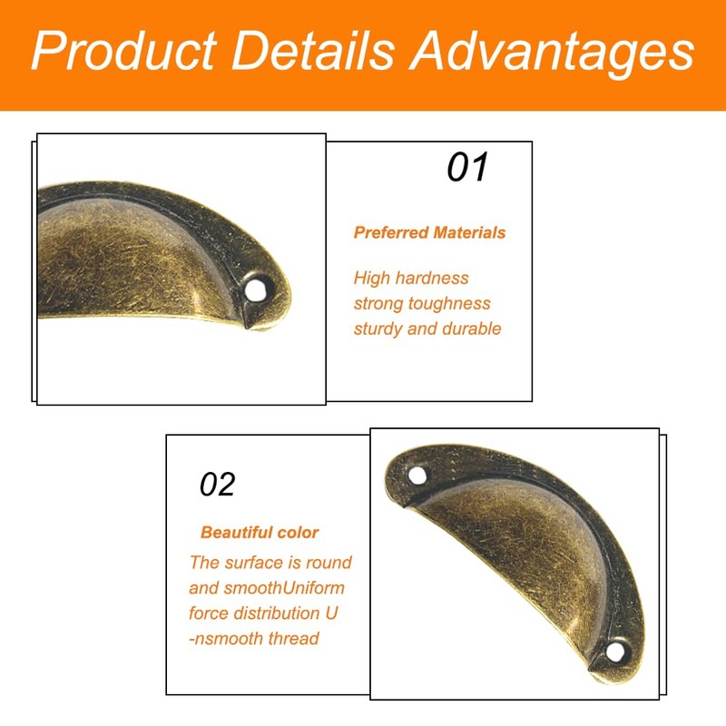 Shell Handle, 4 Pcs Retro Door Handle, Cabinet Handles, Shell