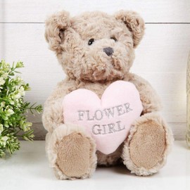 Amore Thank you Flower Girl Teddy Bear Gift, Brown,pink,silver