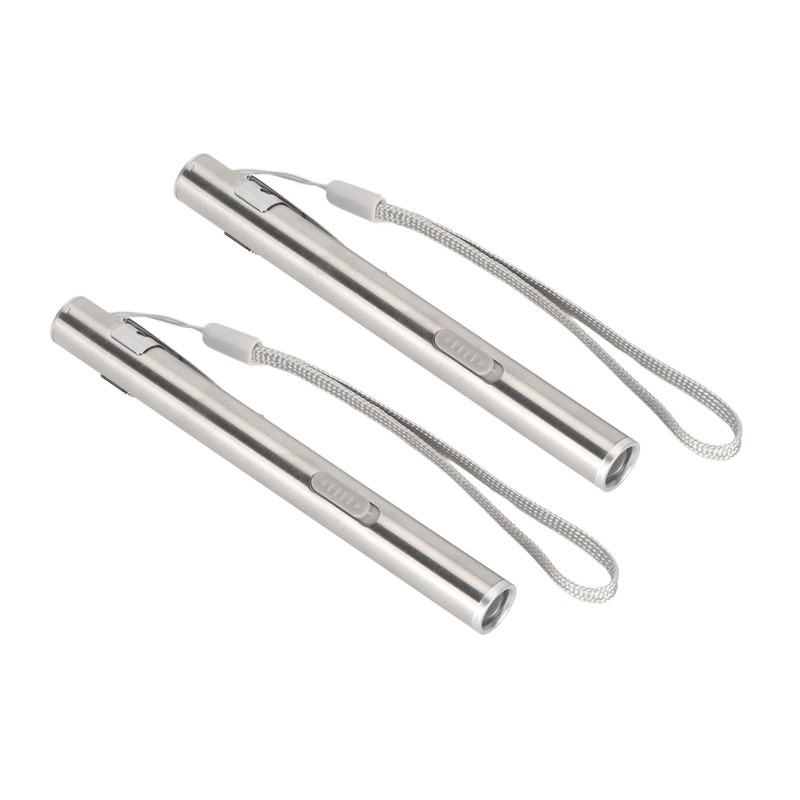 2Pcs Mini Flashlight Pocket Clip Stainless Steel ABS Rechargeable 600mAh