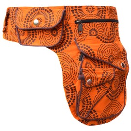 Gheri Cotton Popper Waist Bag Pocket Fanny Pack Travel Pouch Orange