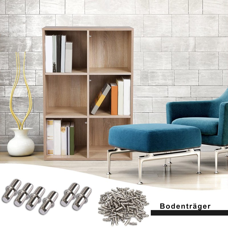 Shelf Bracket Pegs, 100 Pieces of Metal Shelf Pins, Diameter