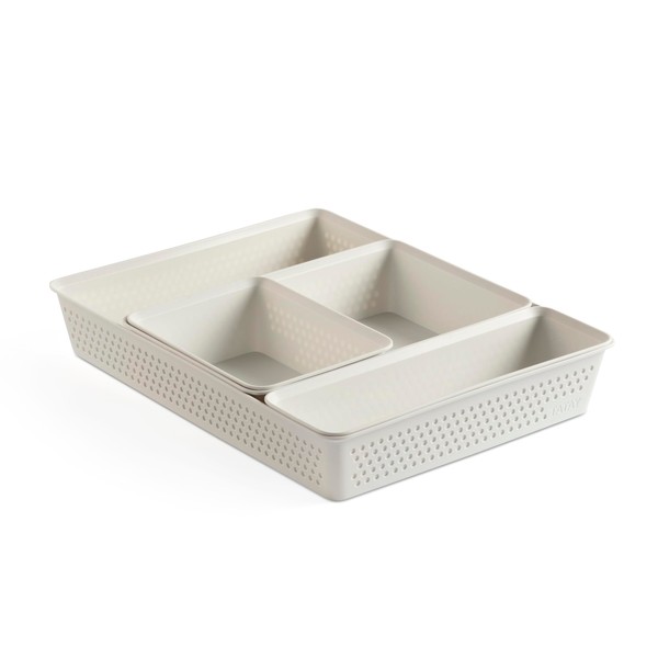 TATAY Pack of 4 Drawer Organisers (1 Piece Slim +