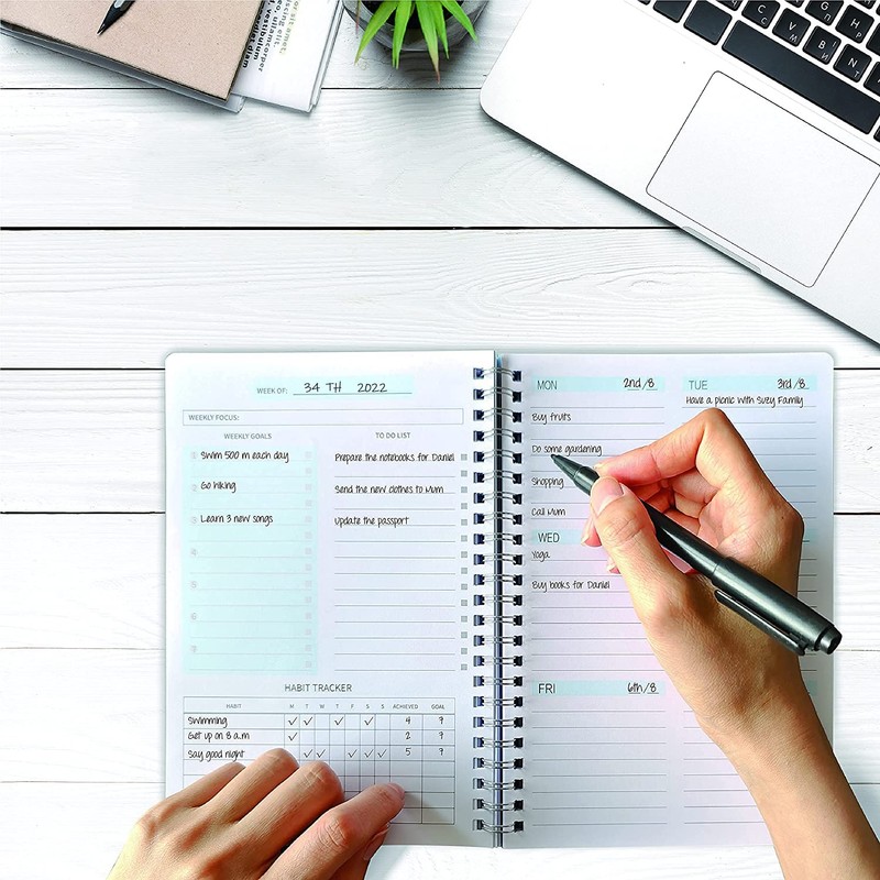 Moseem Weekly Planner Notebook, Undated A5 Planner Notebook Daily Planner