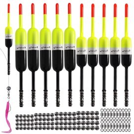 Dovesun 110 Piece Floats Fishing Set Fishing Floats for Buoyancy Bodies Fishing Fixed LED Floats Fishing with Rotating Swivel Split Shot Weights