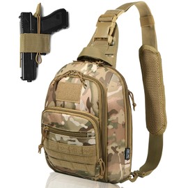 DBTAC Tactical Personal Defense Bags & Packs | 8L Tactical Bag Shoulder Chest Pack with Sling for Concealed Carry, Range, Travel, Hiking, Outdoor Sports (CP Camo)
