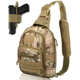 DBTAC Tactical Personal Defense Bags & Packs | 8L Tactical Bag Shoulder Chest Pack with Sling for Concealed Carry, Range, Travel, Hiking, Outdoor Sports (CP Camo)