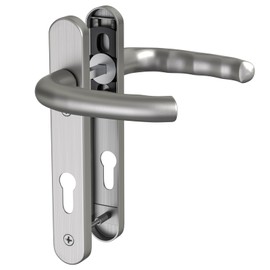 GANZTECH 1 Set Nickel UPVC 304 Stainless Steel Door Handle, 92mm PZ (Centres), Backplate 212mm,122mm Screw to Screw, Nickel Replacement PVC Door Handle