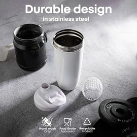 Smartshake Justice League Reforce - Botella de agua de acero inoxidable de 900 ml, DC Comics de acero inoxidable, taza de agua a prueba de fugas, coctelera de suplementos para deportes y gimnasio, sin