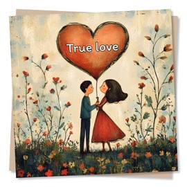 Happy Anniversary Card or Valentine's Card for a True Love - Heart, Romance, Couple - For Your Special Someone, Loved One, Partner, Other Half, Husband, Wife